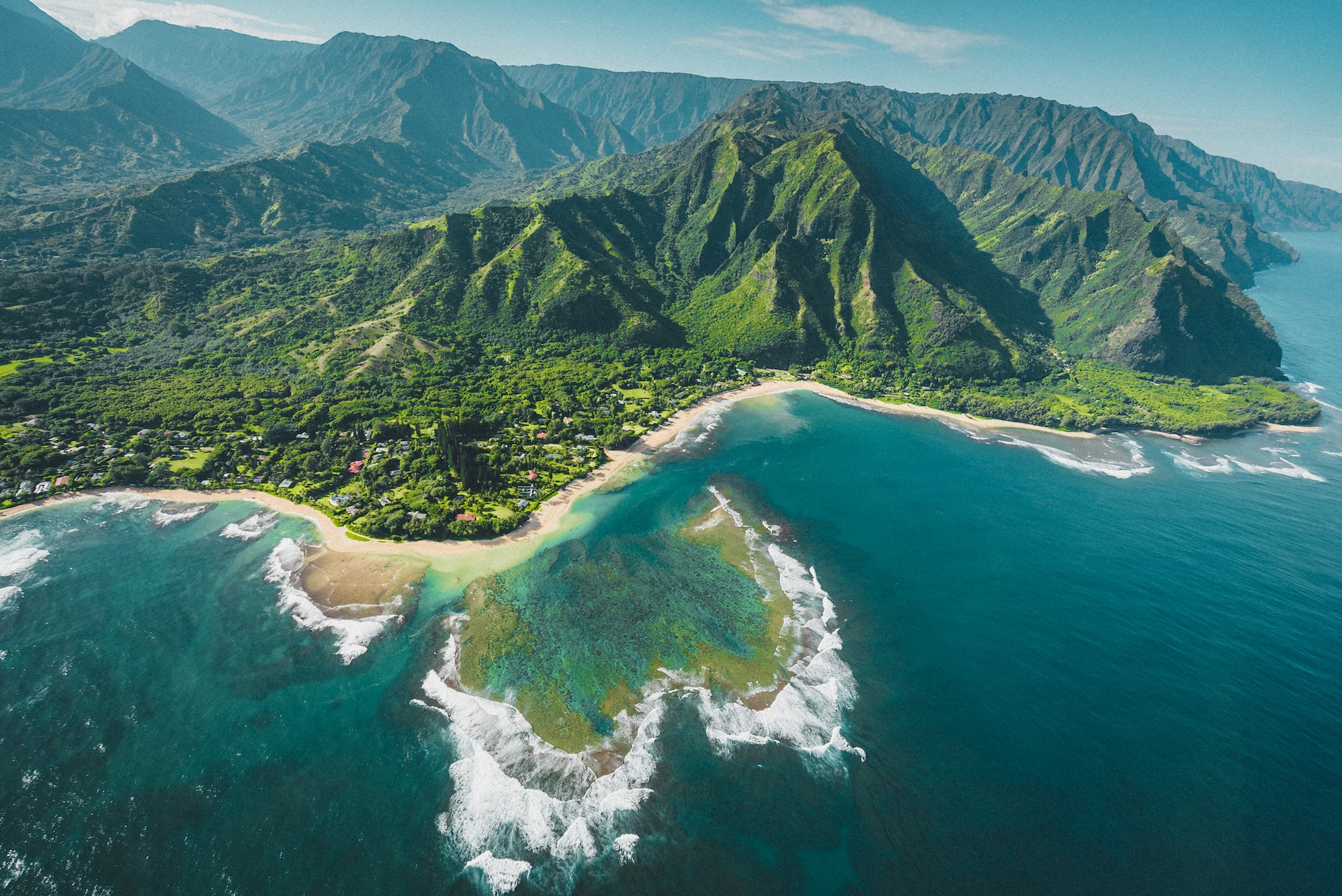 Aerial shot of Kauai, Hawaii