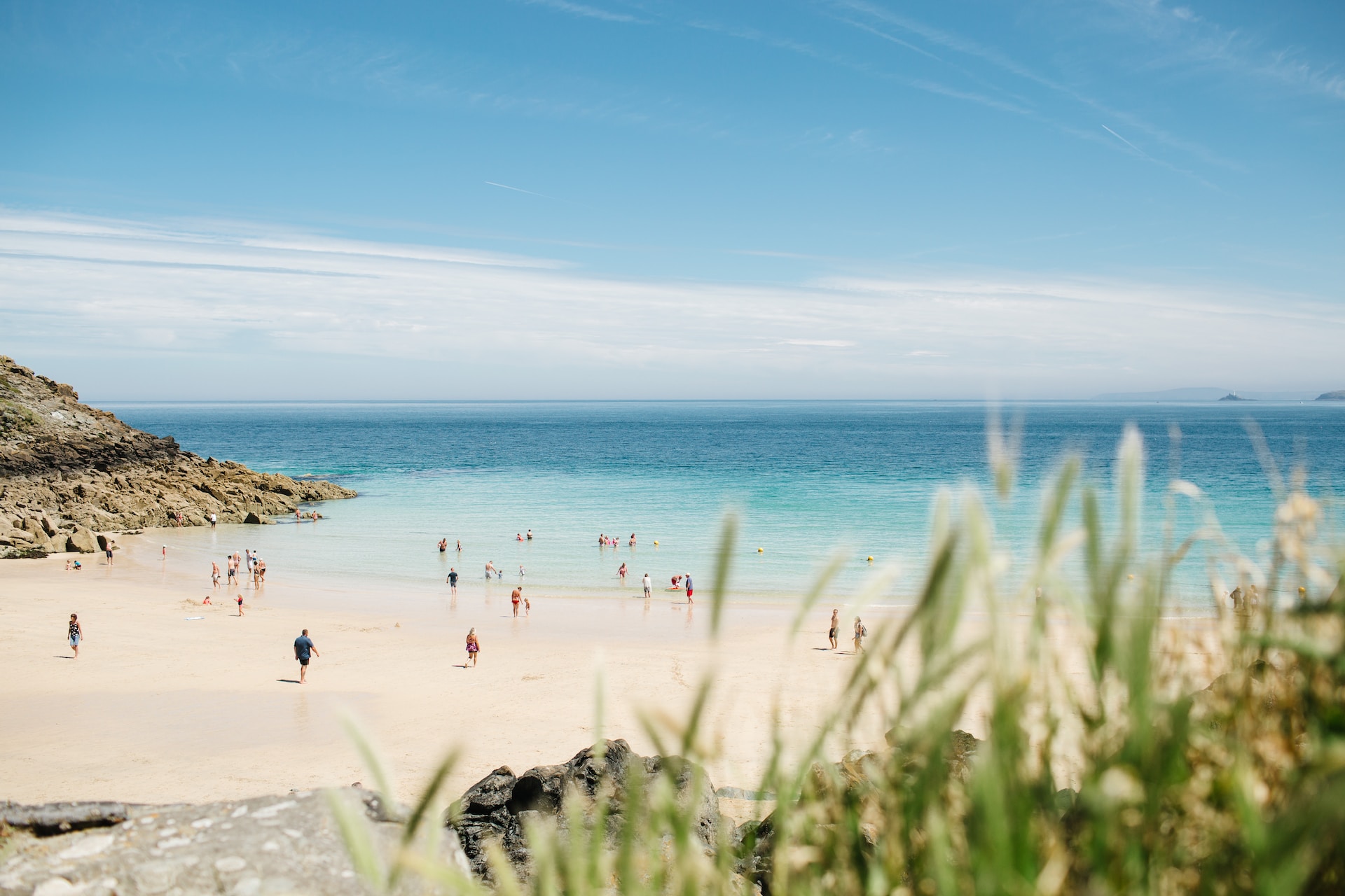 View of the water front at St Ives Beach, Cornwall.