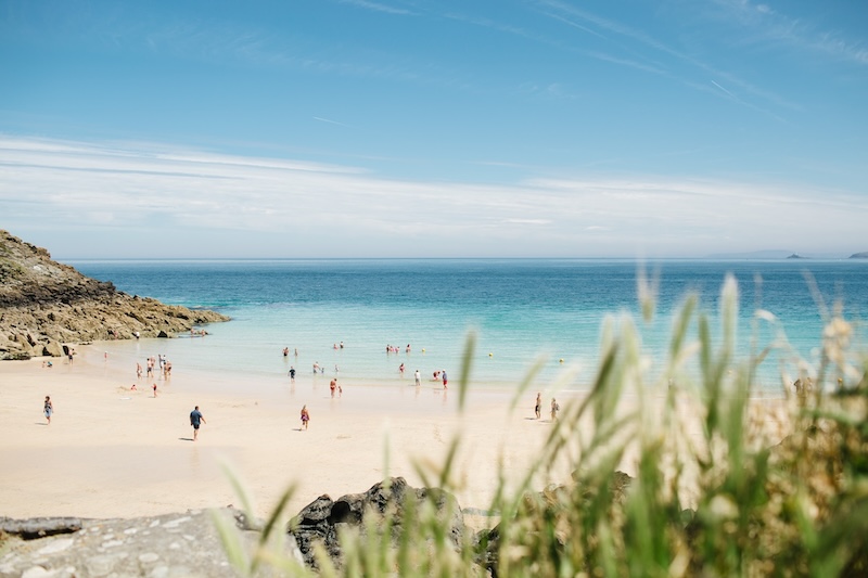 View of the water front at St Ives Beach, Cornwall.